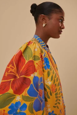 FARM Rio  Robes Courtes<Mini-robe jaune fleurie Yard