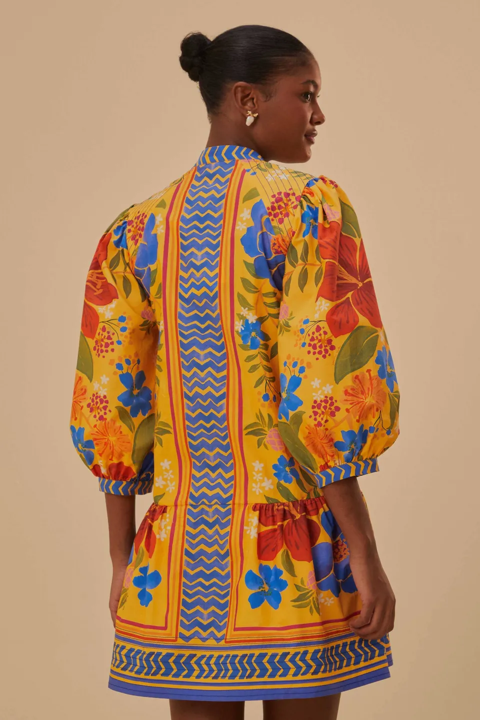 FARM Rio Robes Courtes<Mini-robe jaune fleurie Yard