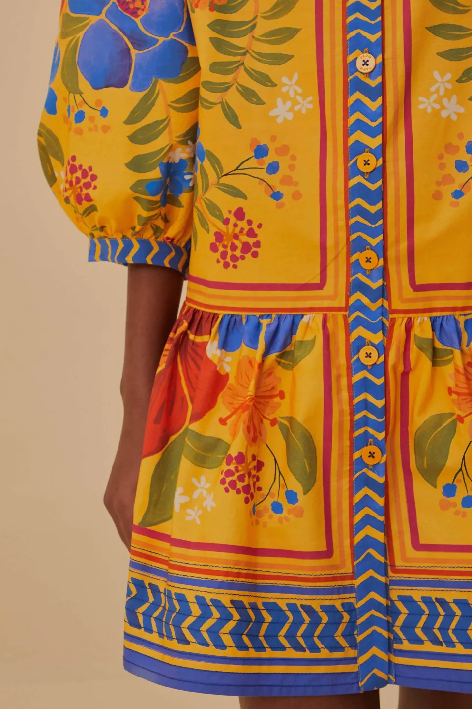 FARM Rio Robes Courtes<Mini-robe jaune fleurie Yard