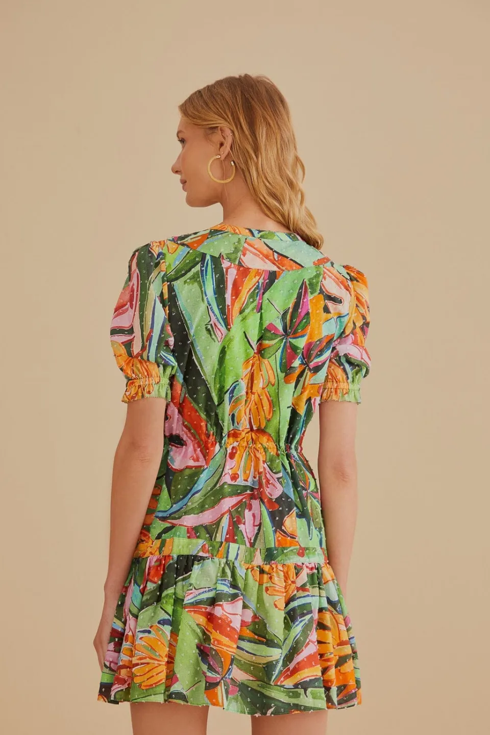 FARM Rio  Robes Courtes<Mini-robe multicolore à manches courtes et feuillage de banane