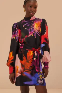 FARM Rio  Robes Courtes<Mini-robe noire à fleurs floues