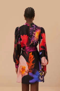 FARM Rio  Robes Courtes<Mini-robe noire à fleurs floues