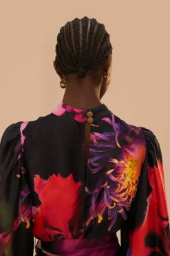 FARM Rio  Robes Courtes<Mini-robe noire à fleurs floues