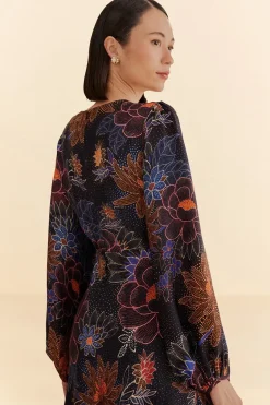 FARM Rio  Robes Courtes<Mini-robe noire à fleurs scintillantes