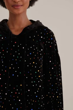 FARM Rio  Robes Courtes<Mini-robe noire à manches longues en velours