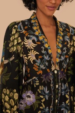 FARM Rio  Robes Courtes<Mini-robe noire à manches longues Winter Garden