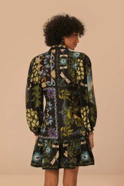 FARM Rio  Robes Courtes<Mini-robe noire à manches longues Winter Garden