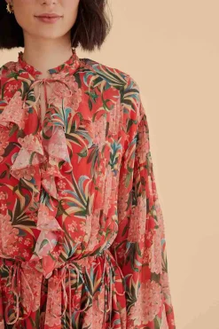 FARM Rio  Robes Courtes<Mini-robe rouge à col en V Pineapple Bloom
