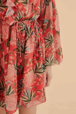 FARM Rio  Robes Courtes<Mini-robe rouge à col en V Pineapple Bloom