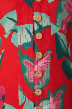 FARM Rio  Robes Courtes<Mini-robe rouge à feuillage d'été
