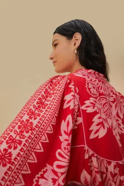 FARM Rio  Robes Courtes<Mini-robe rouge à manches longues Flora Tapestry