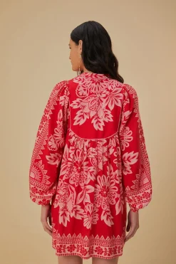 FARM Rio  Robes Courtes<Mini-robe rouge à manches longues Flora Tapestry