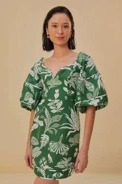 FARM Rio  Robes Courtes<Mini-robe verte à manches courtes Forest Soul