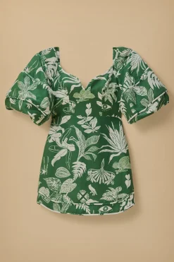 FARM Rio  Robes Courtes<Mini-robe verte à manches courtes Forest Soul