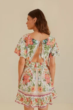 FARM Rio Robes Courtes<Off-White Bloom Garden Euroflax™Mini-robe en lin de qualité supérieure