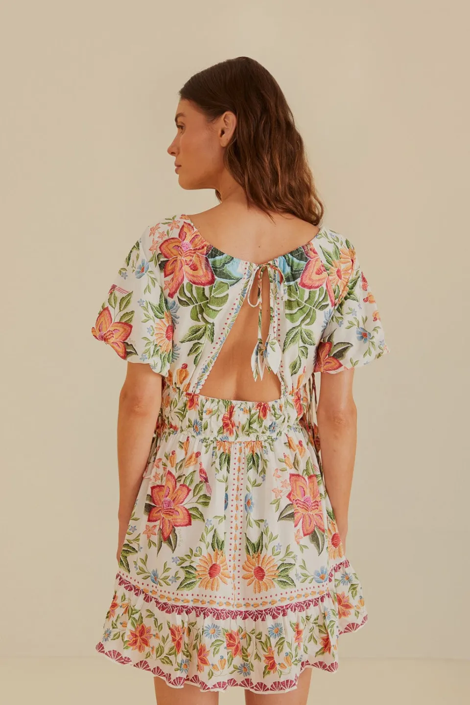FARM Rio Robes Courtes<Off-White Bloom Garden Euroflax™Mini-robe en lin de qualité supérieure