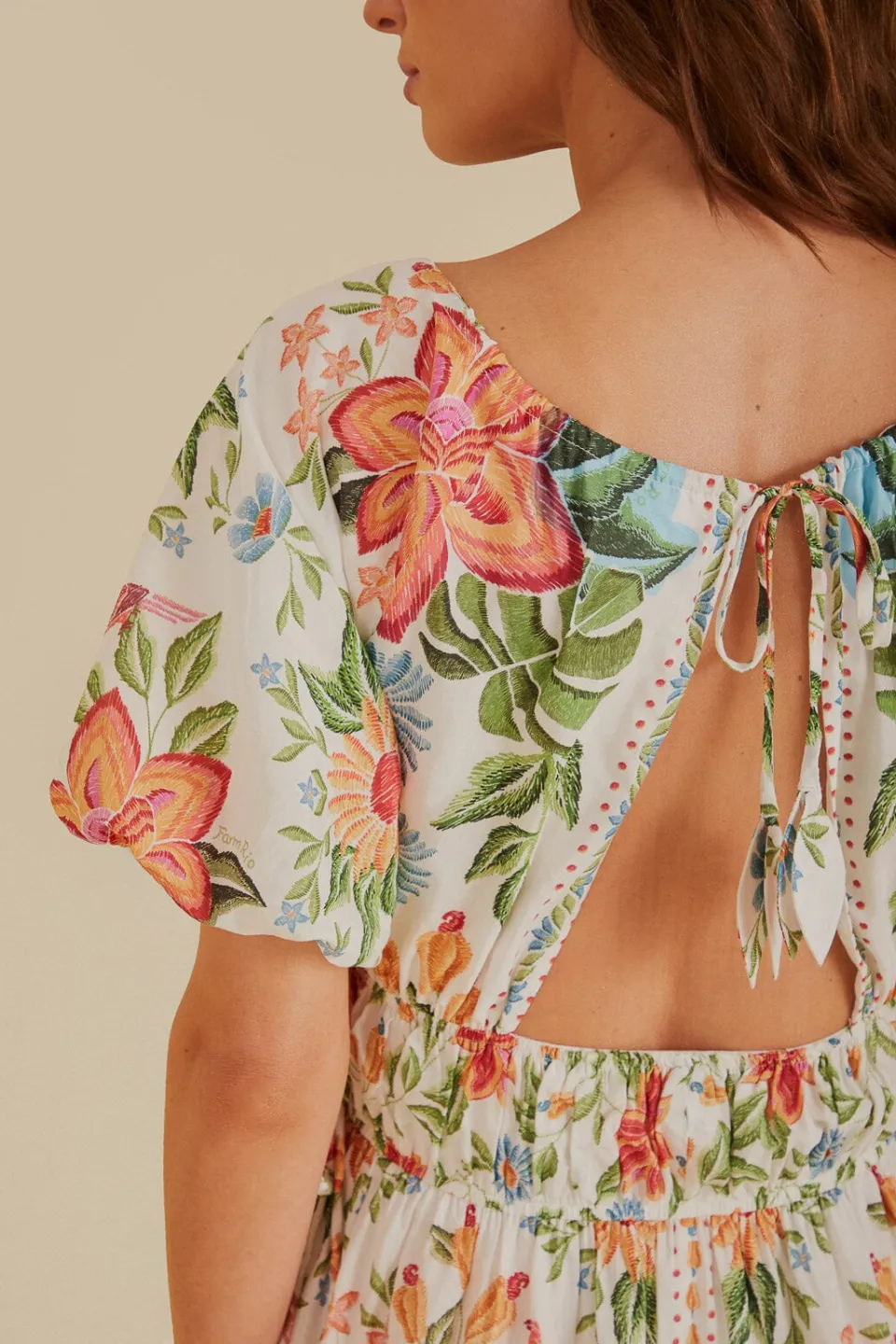 FARM Rio Robes Courtes<Off-White Bloom Garden Euroflax™Mini-robe en lin de qualité supérieure