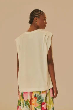 FARM Rio  T-shirts<Off-White Farm Rio - T-shirt plissé en coton biologique