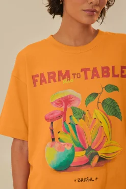 FARM Rio  T-shirts<Orange Farm T-shirt en coton biologique Rio To Table