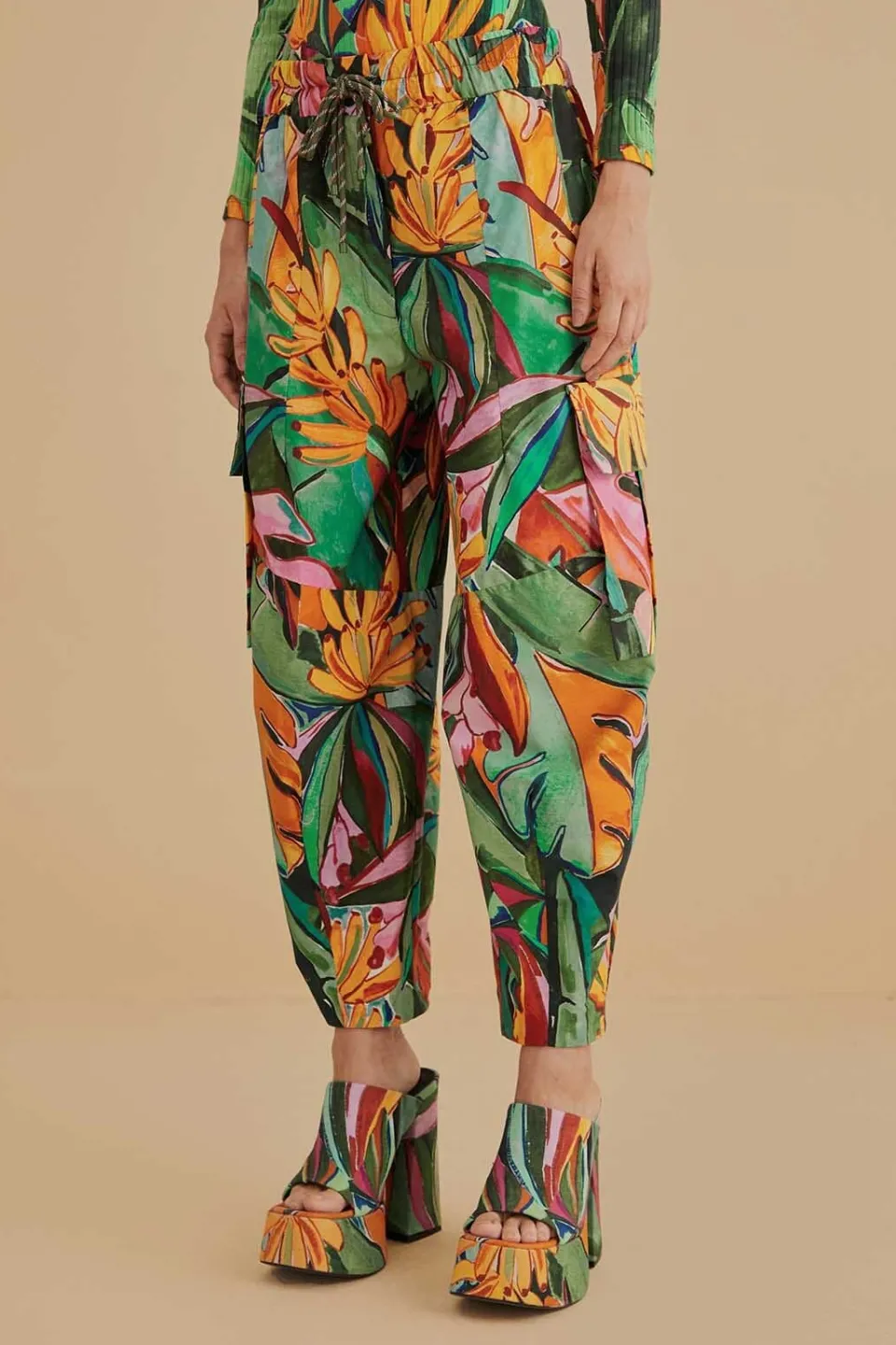 FARM Rio Pantalon<Pantalon à feuillage de banane multicolore