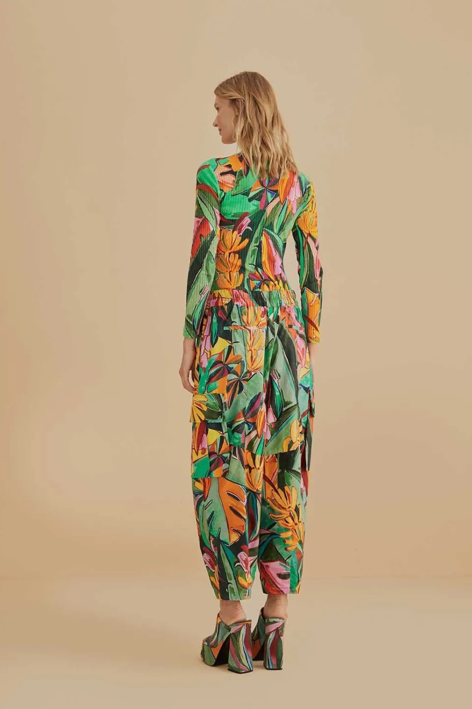 FARM Rio Pantalon<Pantalon à feuillage de banane multicolore