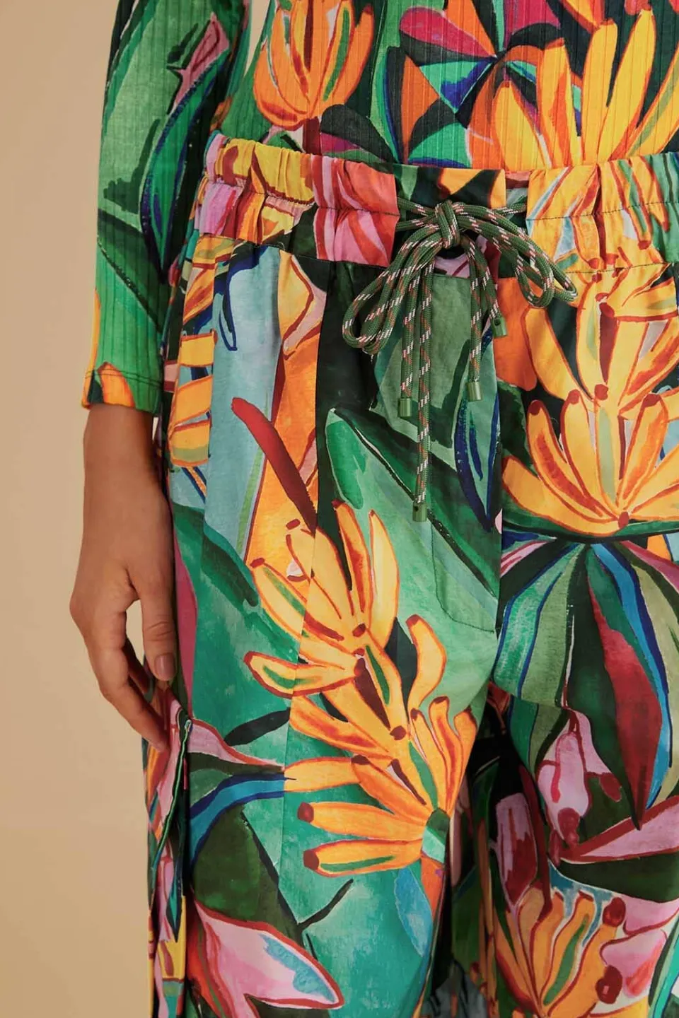 FARM Rio Pantalon<Pantalon à feuillage de banane multicolore