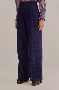 FARM Rio Pantalon<Pantalon à Oeillets Ananas Bleu Marine