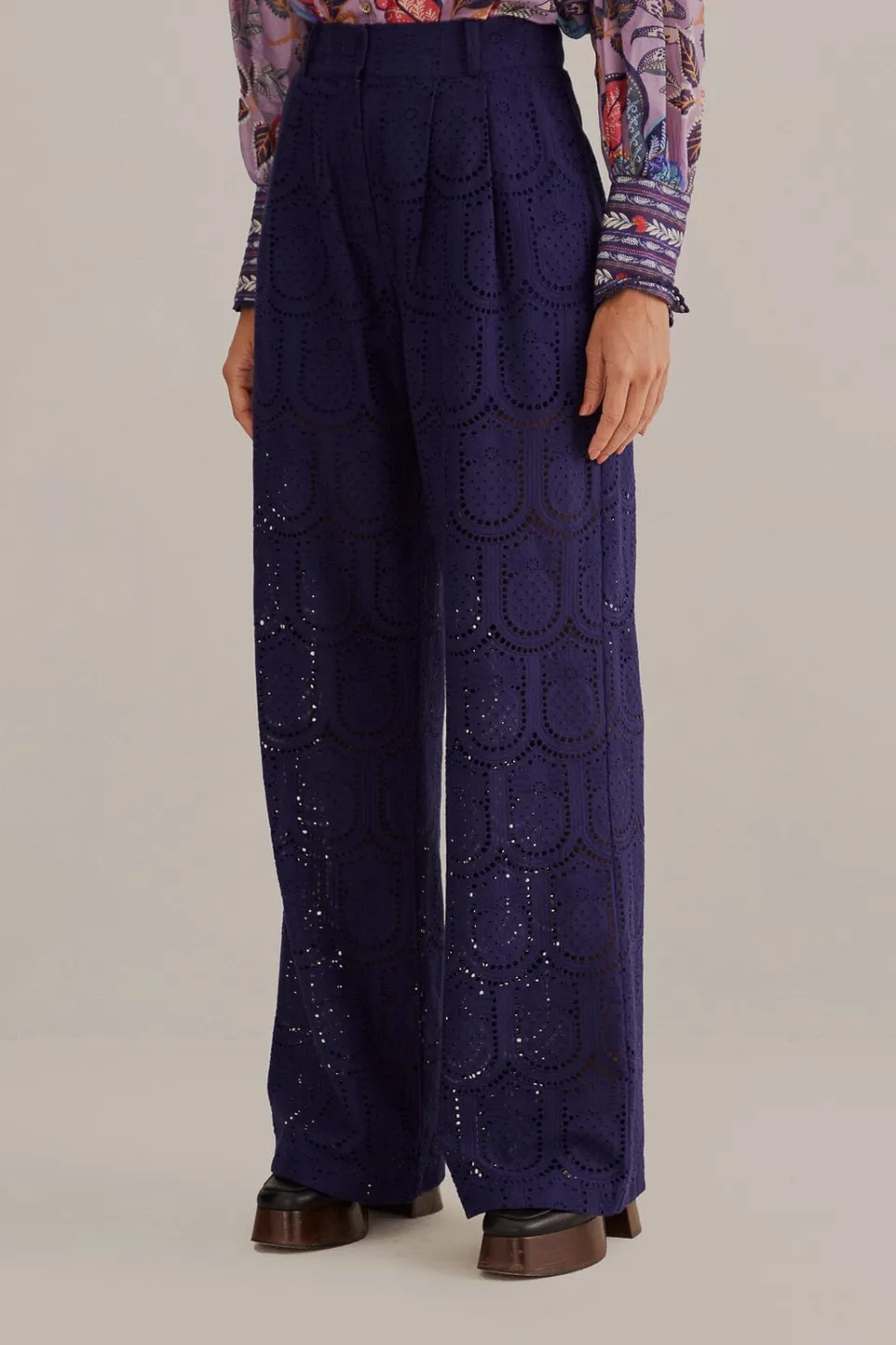 FARM Rio Pantalon<Pantalon à Oeillets Ananas Bleu Marine