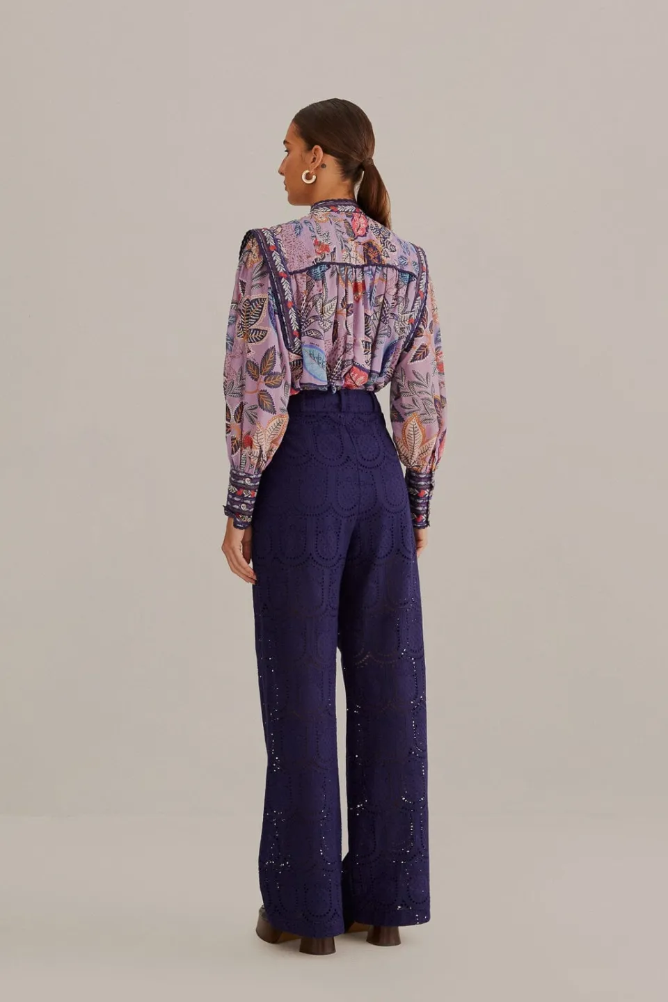 FARM Rio Pantalon<Pantalon à Oeillets Ananas Bleu Marine