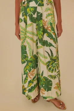 FARM Rio Pantalon<Pantalon blanc cassé forêt tropicale