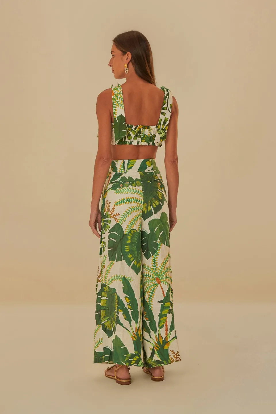 FARM Rio Pantalon<Pantalon blanc cassé forêt tropicale