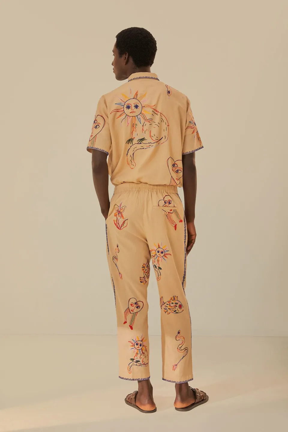 FARM Rio Pantalon<Pantalon Brodé Kaki