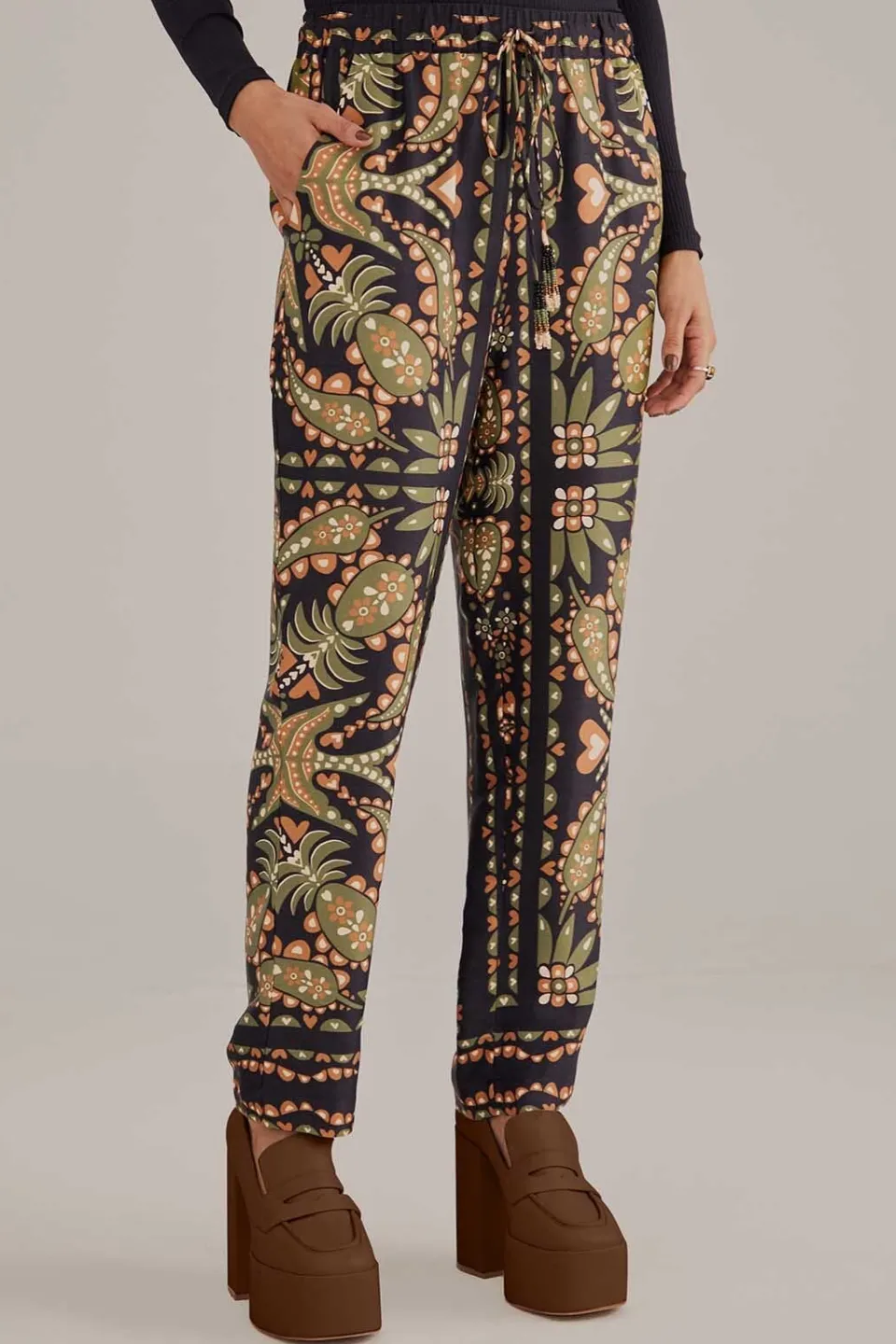 FARM Rio Pantalon<Pantalon écharpe Martina noir