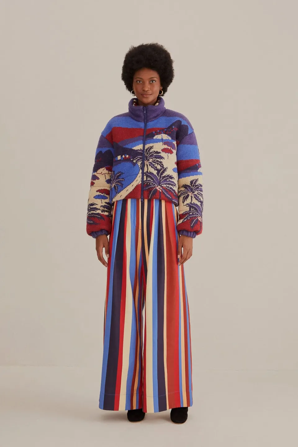 FARM Rio Pantalon<Pantalon de costume à rayures hivernales multicolores