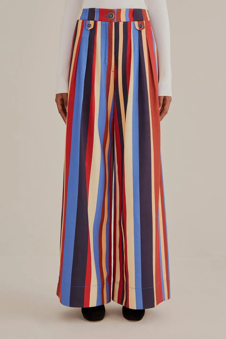 FARM Rio Pantalon<Pantalon de costume à rayures hivernales multicolores