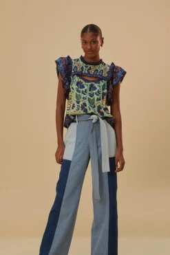 FARM Rio  Pantalon<Pantalon en jean à patch noué à la taille