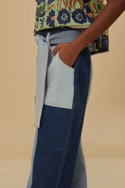 FARM Rio  Pantalon<Pantalon en jean à patch noué à la taille
