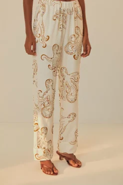 FARM Rio  Pantalon|Hauts Courts<Pantalon en lin de qualité supérieure Octopus Fun Euroflax™ Off-White