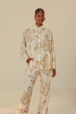 FARM Rio  Pantalon|Hauts Courts<Pantalon en lin de qualité supérieure Octopus Fun Euroflax™ Off-White