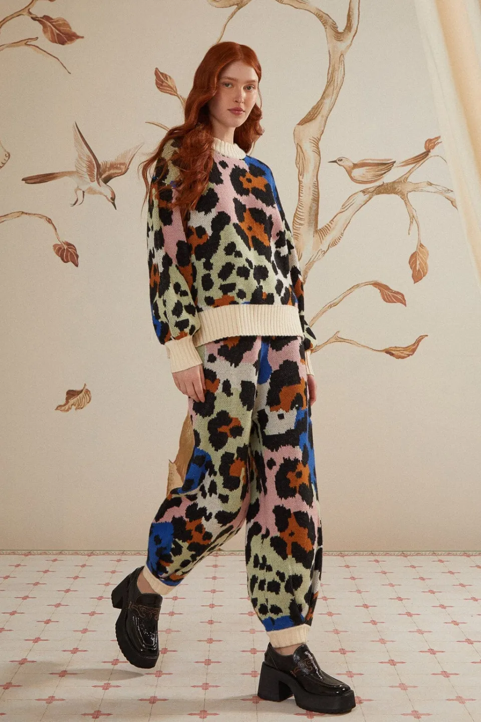 FARM Rio Pantalon<Pantalon en tricot à imprimé léopard coloré