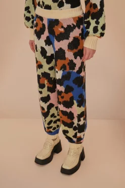 FARM Rio Pantalon<Pantalon en tricot à imprimé léopard coloré
