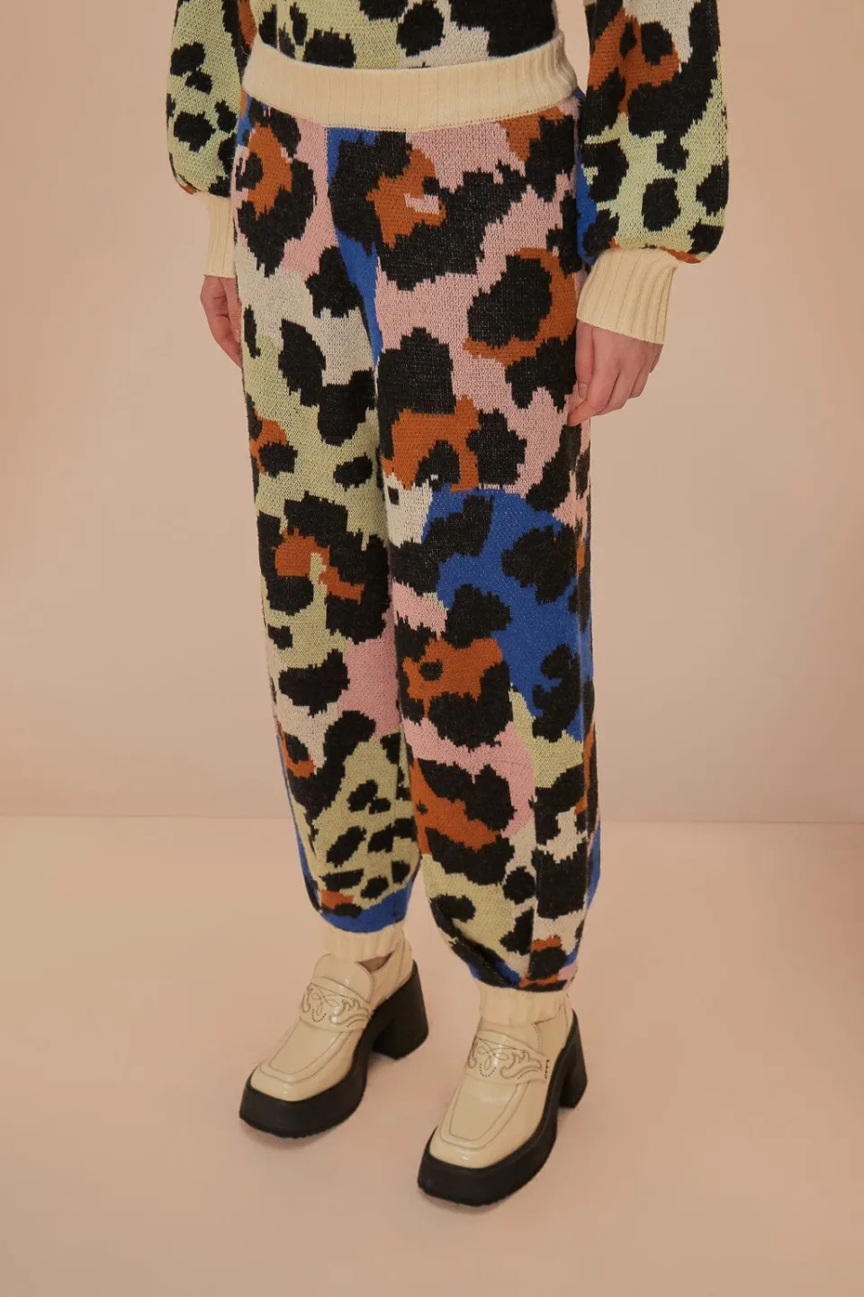 FARM Rio Pantalon<Pantalon en tricot à imprimé léopard coloré