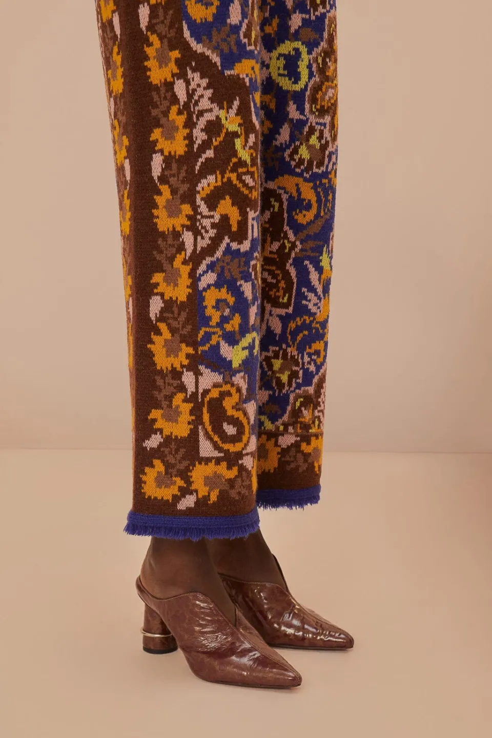 FARM Rio Pantalon<Pantalon en tricot bleu Glam Tapestry