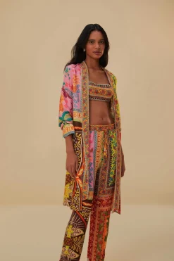 FARM Rio  Pantalon<Pantalon en viscose Lenzing™ Ecovero™ avec foulards multicolores mélan