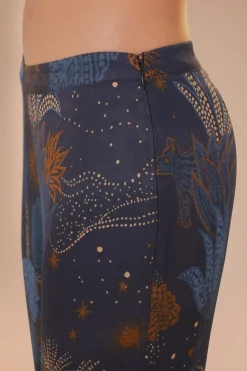 FARM Rio Pantalon<Pantalon Flare Bleu Marine Night Jungle
