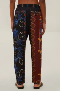 FARM Rio Pantalon<Pantalon foulards arabesques mixtes noirs