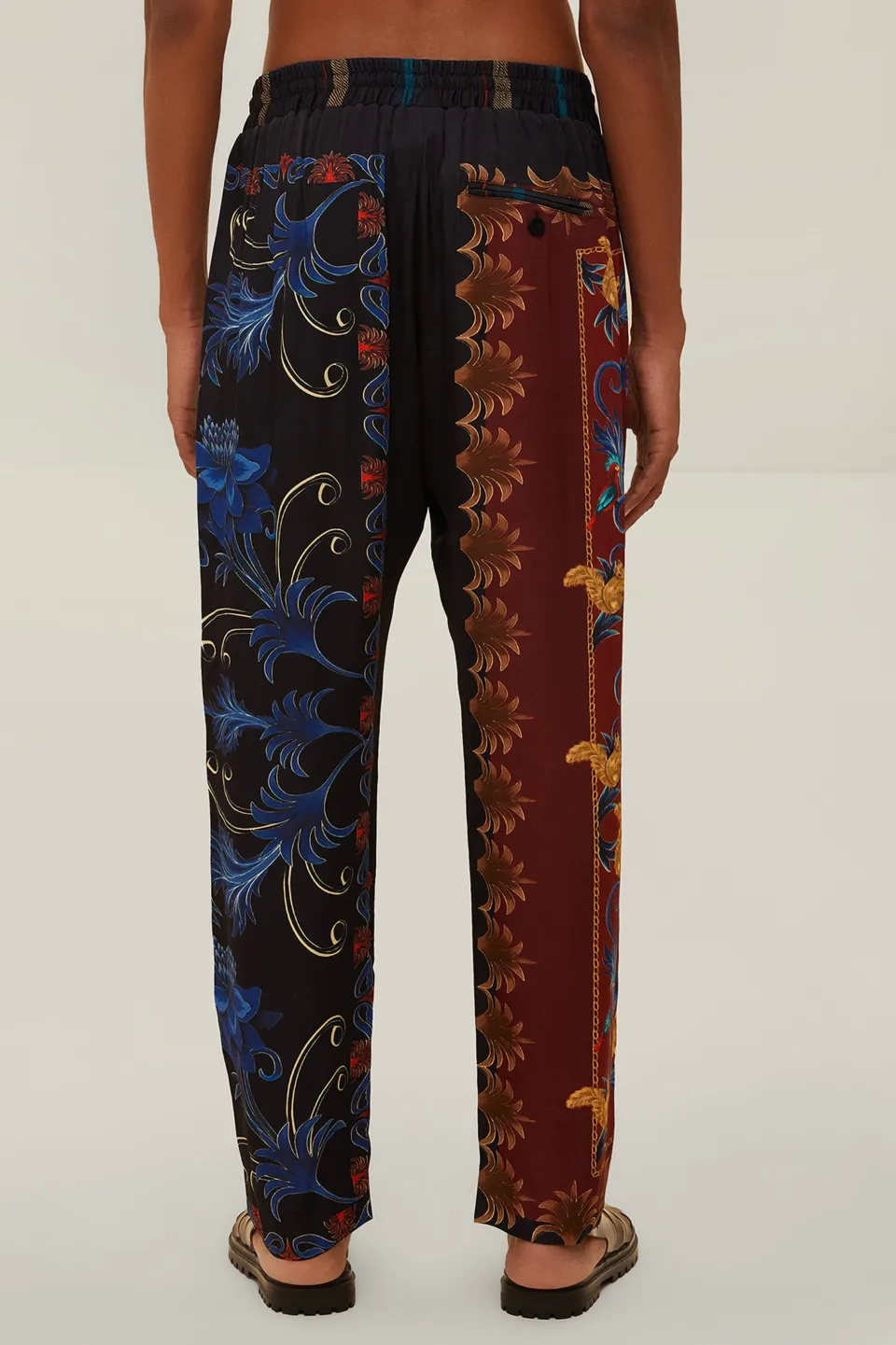 FARM Rio Pantalon<Pantalon foulards arabesques mixtes noirs