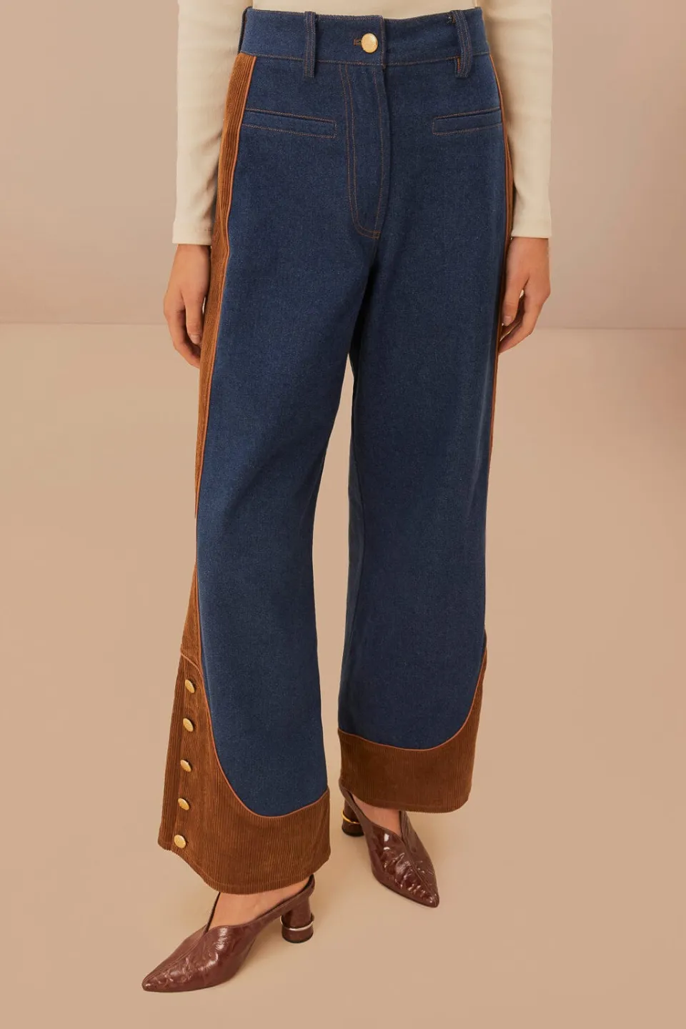 FARM Rio Pantalon<Pantalon large en denim western taille basse
