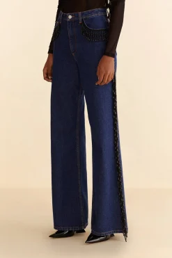 FARM Rio  Pantalon<Pantalon Large Franges Perles
