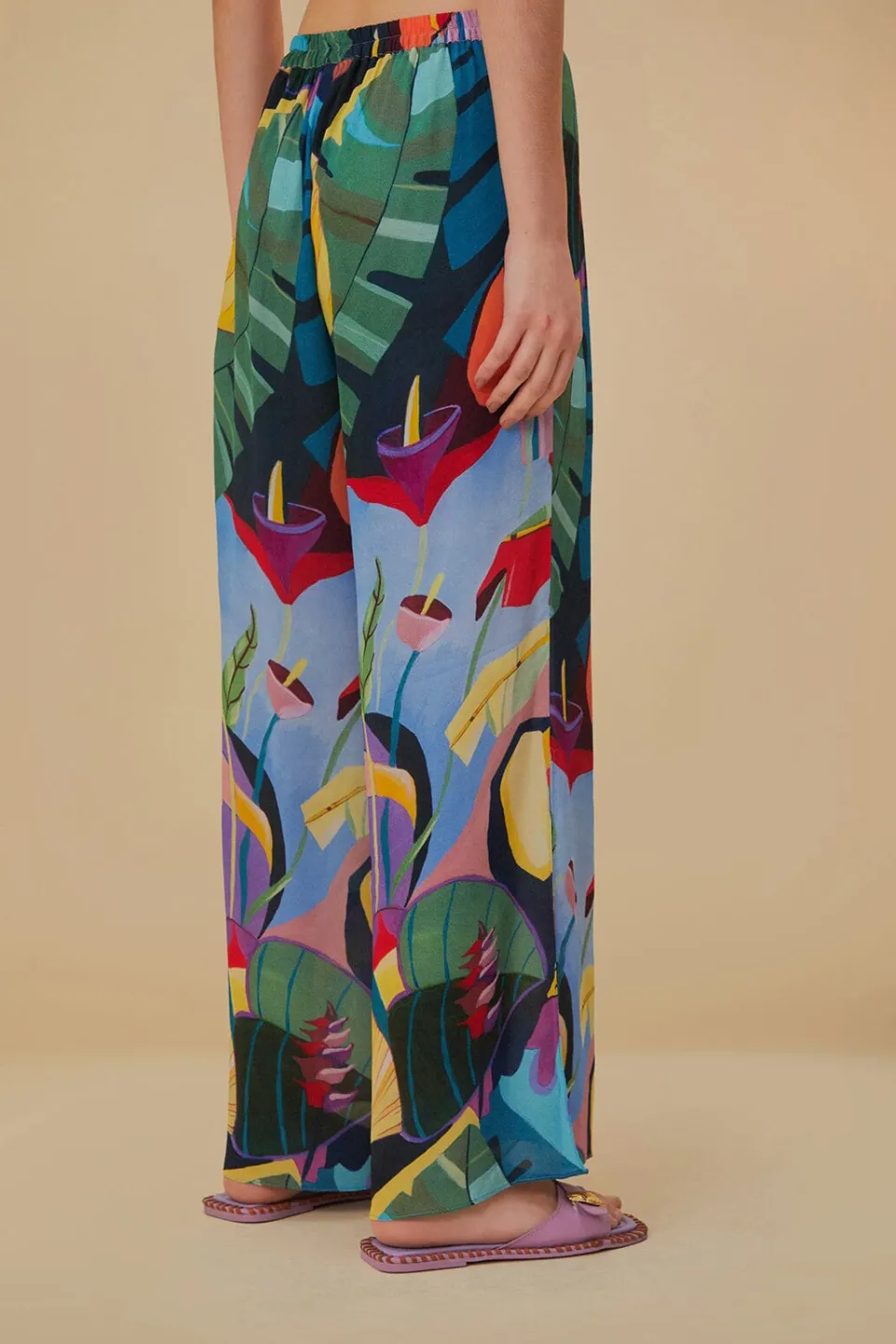 FARM Rio  Pantalon<Pantalon multicolore scénario tropical
